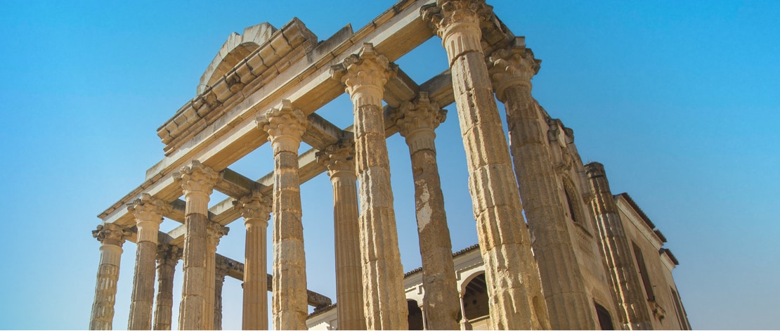 Detail of the Temple of Diana in Merida, Badajoz, Extremadura