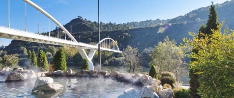 View of the Outariz and Burga de Canedo thermal area in Orense, Galicia