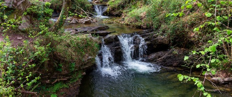 Doña Úrsula-Wasserfall in Lamiña, Kantabrien Doña Úrsula-Wasserfall in Lamiña, Kantabrien