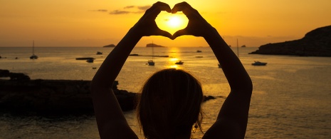 Ibiza bei Sonnenuntergang, Balearische Inseln