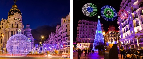 Imagens das luzes de Natal em Madri