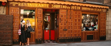 Tourists at the Sobrino de Botín restaurant in Madrid, Region of Madrid