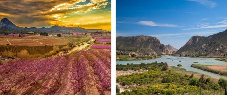 Left: Sunset in Almorchón / Right: Ojós in Valle de Ricote. Photo: Sergio González