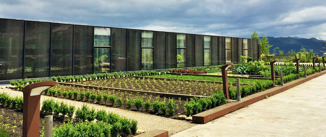 Détail du potager du restaurant Azurmendi à Larrabetzu, en Biscaye, Pays Basque Détail du potager du restaurant Azurmendi à Larrabetzu, en Biscaye, Pays Basque