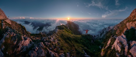 Der Gipfel des Amboto, der Hauptaufenthaltsort der Göttin Mari im Naturpark Urkiola.