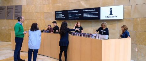 Information point at the Guggenheim Museum Bilbao in Vizcaya, the Basque Country