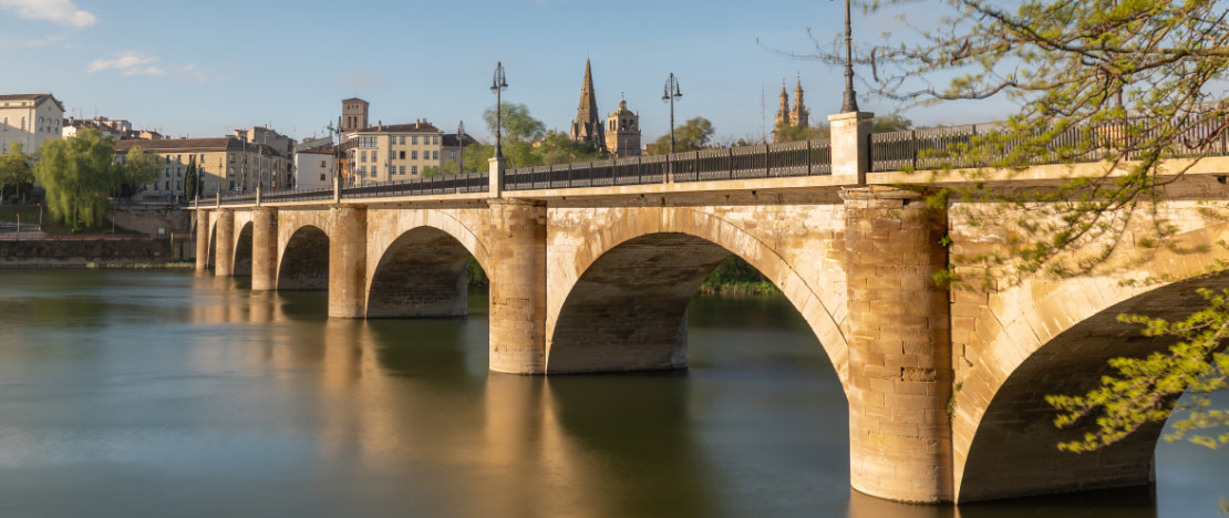 Vista del Puente de Piedra en Logroño, La Rioja