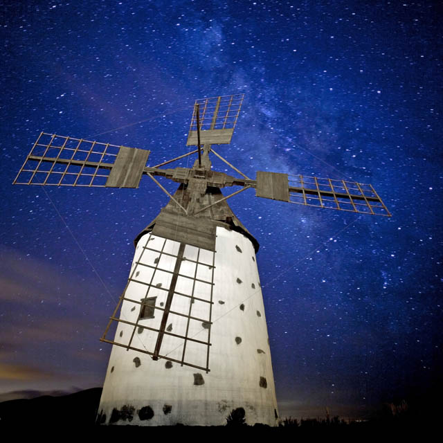 Starry sky over Molino del Roque, Fuerteventura