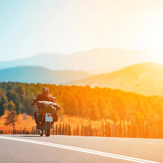 Motorcyclist on the road