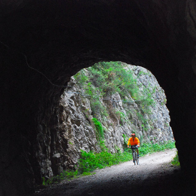 Cyclist on a route 