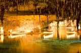 Boats on the lake inside the Drach Caves