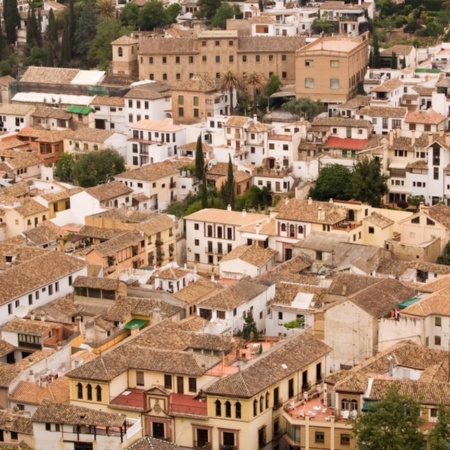 Anblick des Stadtviertels Albaicín, Granada