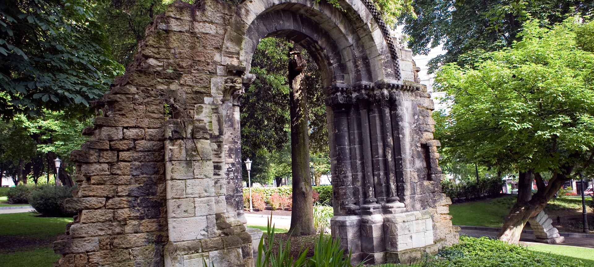 Romanesque arch in San Francisco Park Oviedo Romanesque arch in San Francisco Park Oviedo