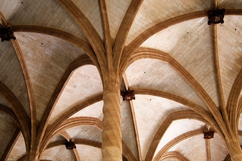 Detail of the interior of La Lonja in Palma.