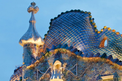 Detail of the façade of Casa Batlló, Barcelona