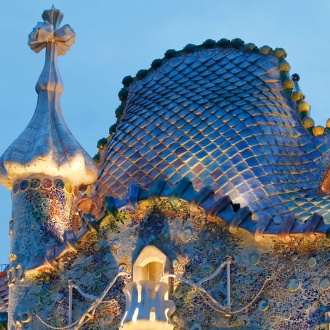 Detailansicht der Fassade des Casa Batlló, Barcelona