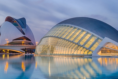 Nachtansicht der Stadt der Künste und Wissenschaften, Valencia