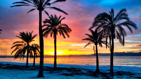 Coucher de soleil sur la plage de Majorque