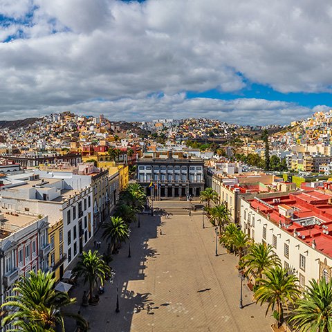 Dzielnica Vegueta z katedry Santa Ana, Las Palmas de Gran Canaria, Wyspy Kanaryjskie