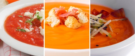 Gaspacho e salmorejo de diferentes variedades