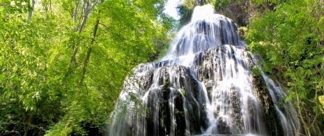 Wodospad Trinidad na Obszarze Chronionego Krajobrazu Monasterio de Piedra, Aragonia